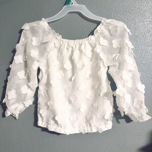 White Floral Toddler Girl Blouse
